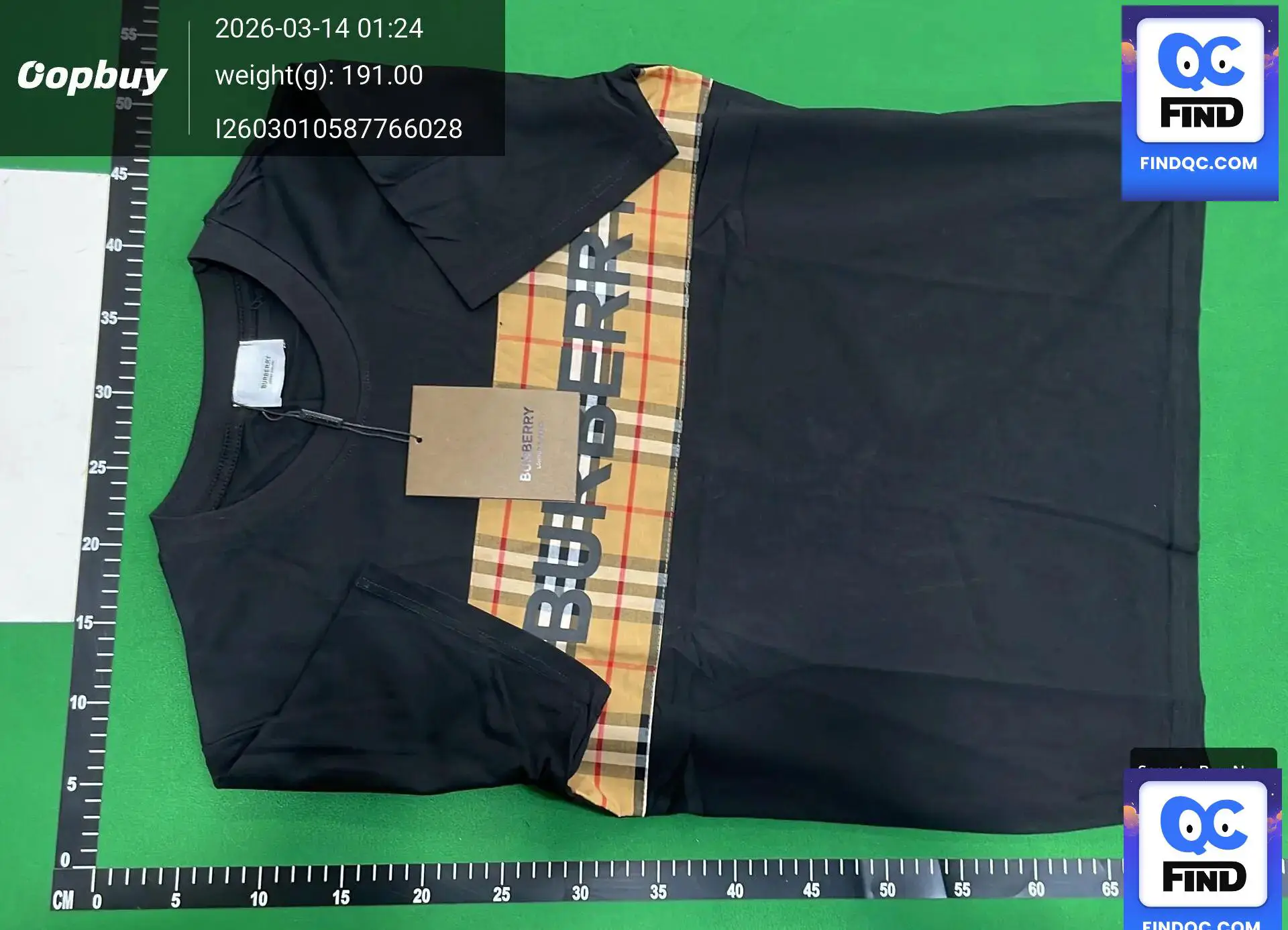 Burberry Black T-Shirt with Check Detail