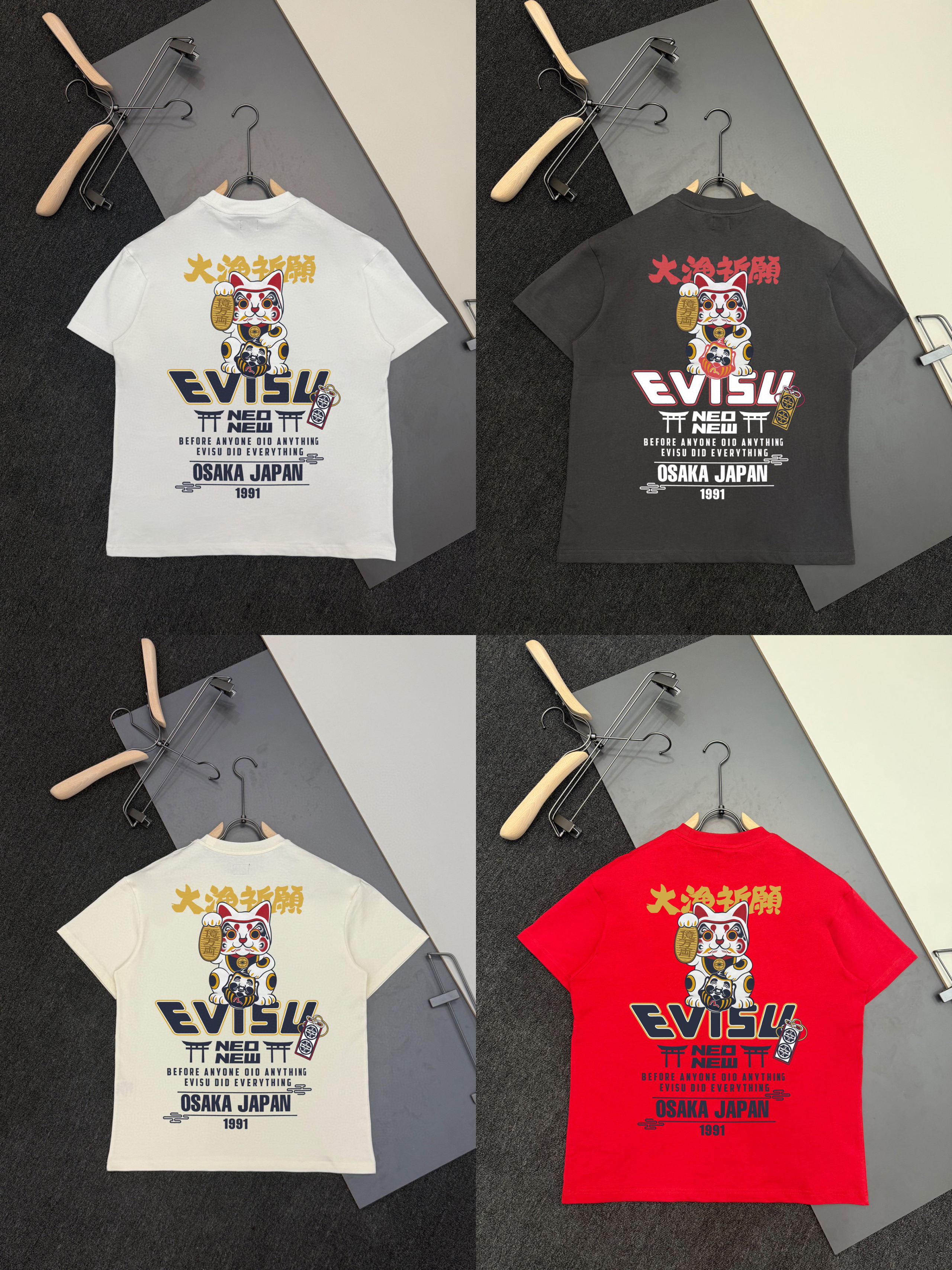 EVISU 福神2026年春夏新款招财猫字母印花短袖T恤