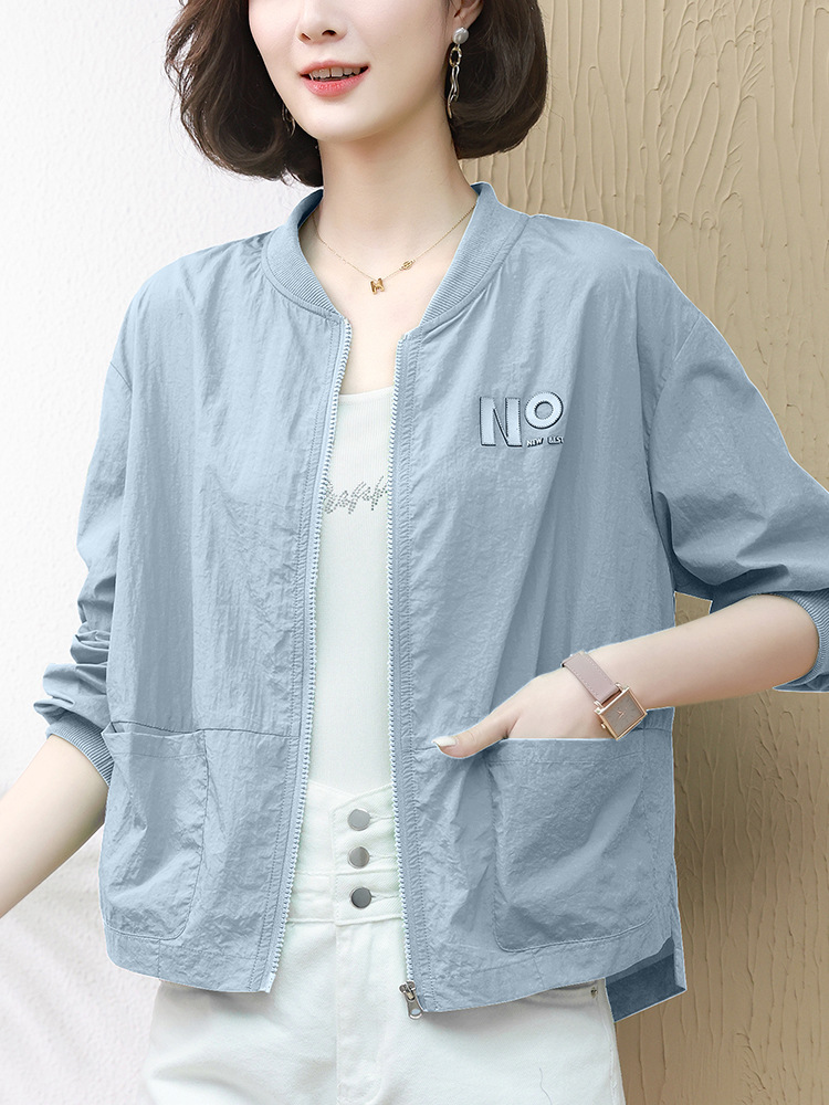 Casual Lightweight Sunscreen Clothing Women's Short Long-sleeved Baseball Suit 2024 Summer New Loose Western Style Sunscreen Coat