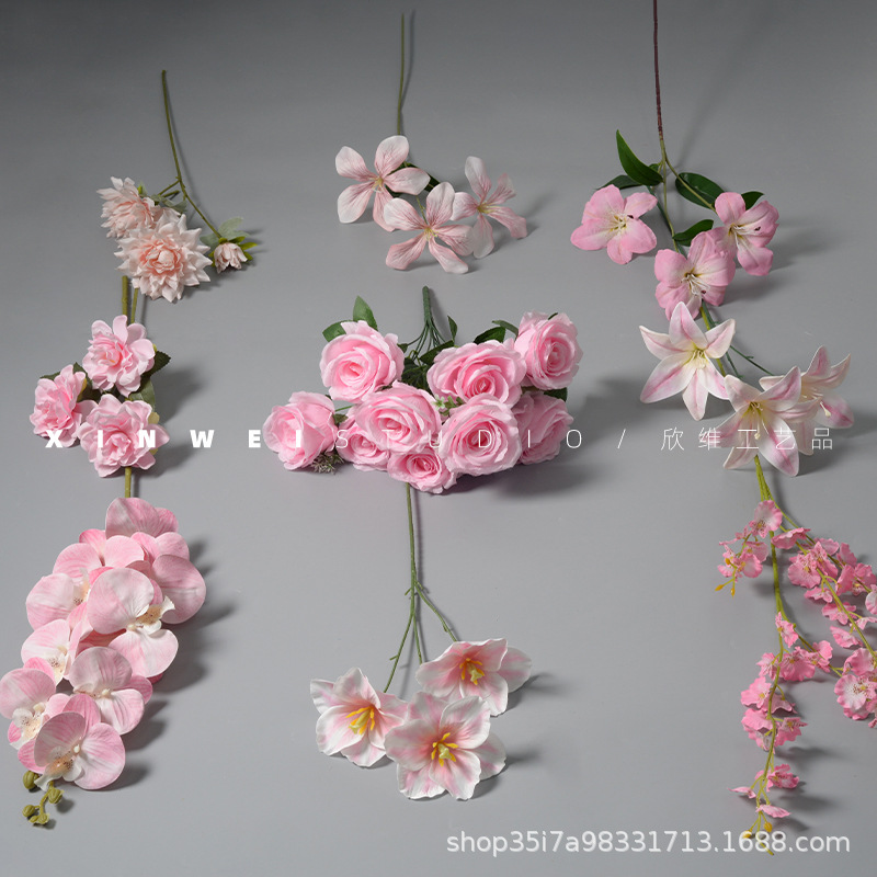 Carefully Selected Pink Artificial Flowers for Wedding Arrangements, Landscaping, Fake Flower Background Wall Decoration, Flower Ceiling, Flower Path, Flower Arrangement