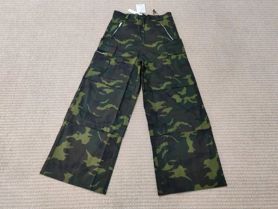 MIJKO women's new men's camouflage multi pocket work pants, high street unisex wide leg dad casual pants trend