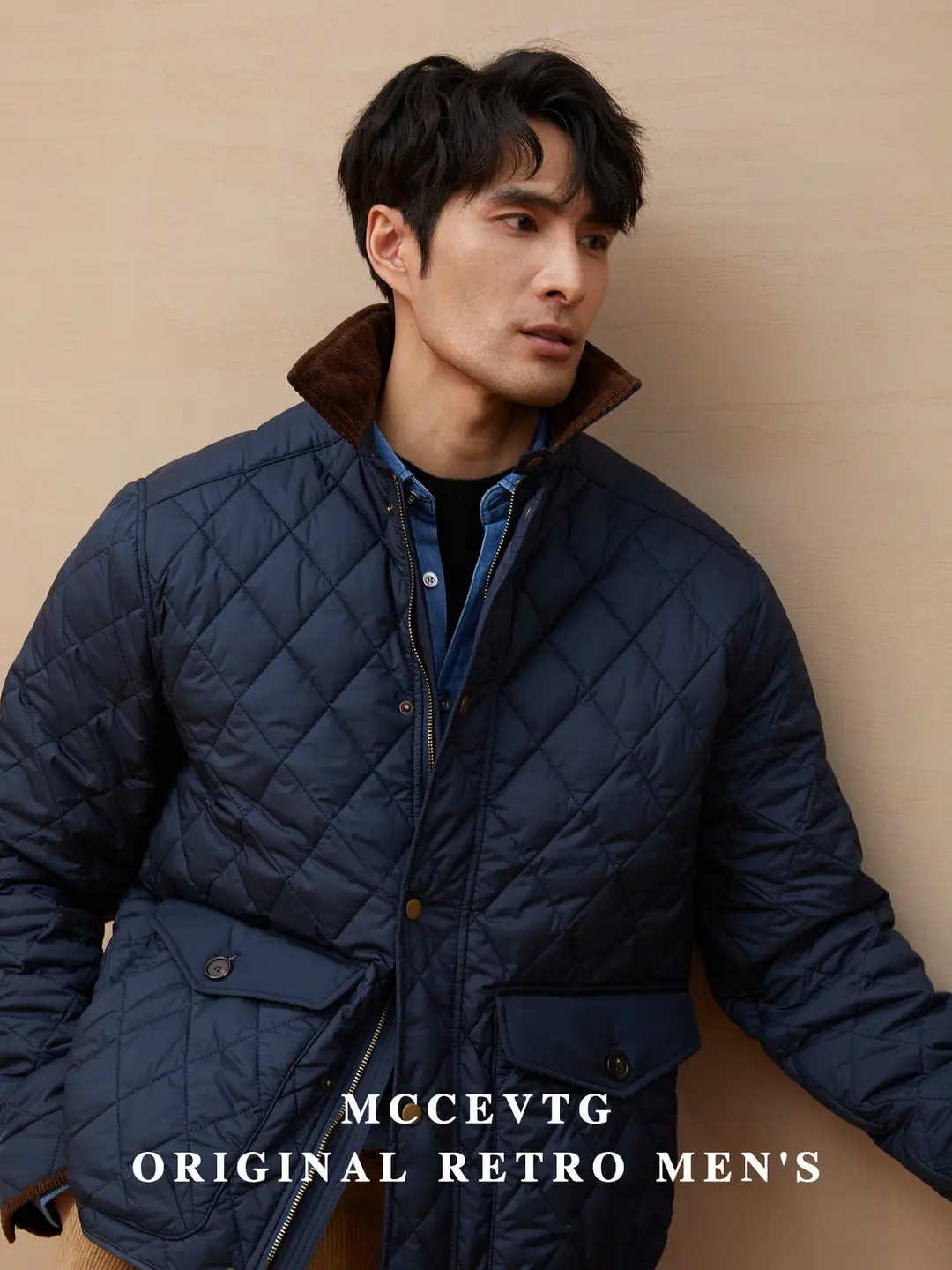 Mccevtg 3m Thinsulate Cotton Clothes Men's Outwear American retro Diamond Inlay Lapel Jacket Heattech Cotton Clothes Winter