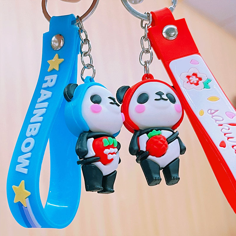 Pvc Epoxy Panda Cartoon Keychain Couple Bag Pendant Creative Silicone Strap Marvel Spider-Man Keychain