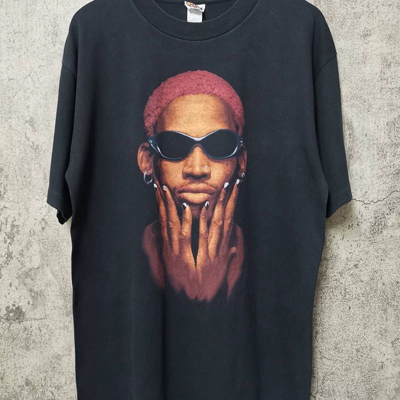 Dennis Rodman Short-Sleeved T-Shirt Men's Trendy American Street Hip-Hop Oversize High Street Half-Sleeve