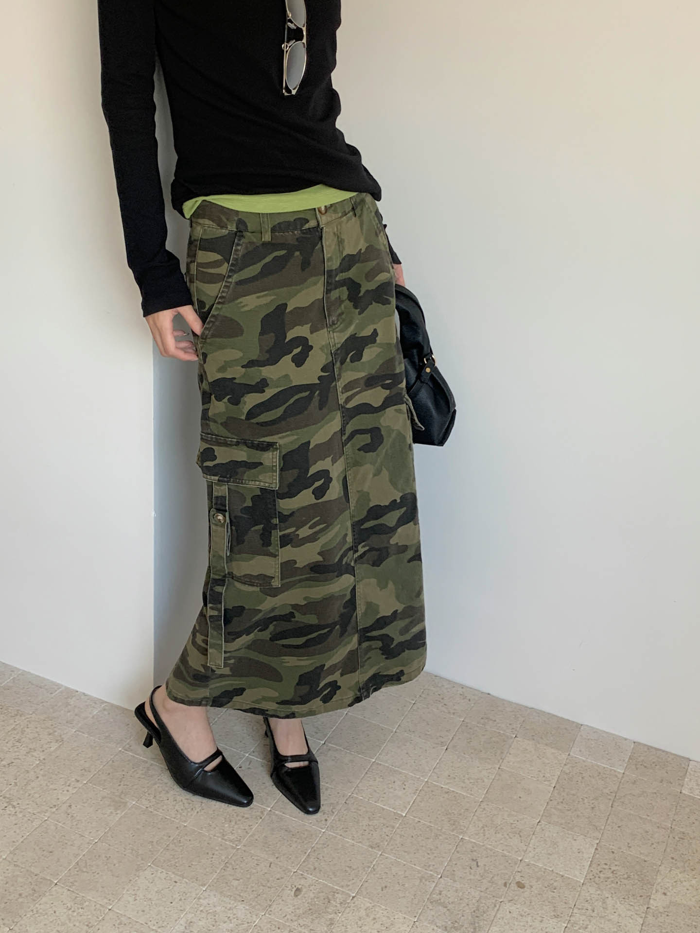Gagd Camouflage Denim Skirt for Women 26 New Spring Style Hip-Hugging High-Waisted A-Line Skirt Elegant Pure Cotton Camouflage Skirt