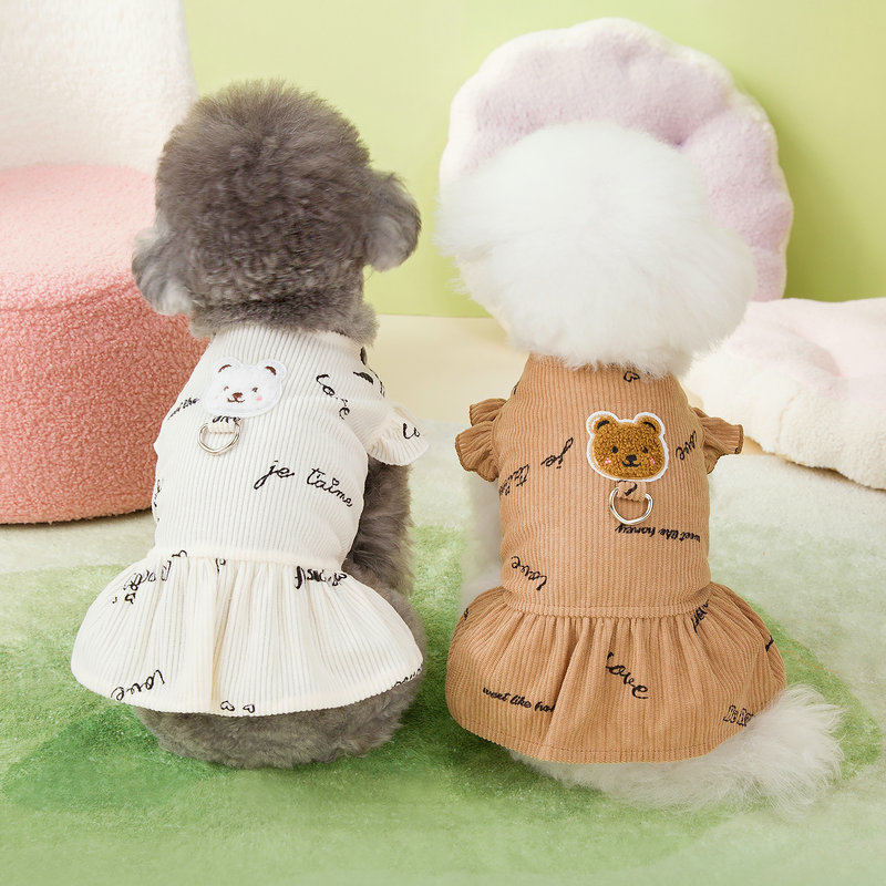 Pet clothes dog small dog Teddy with leash clothing cat bear Bomei Corgi spring and summer skirt