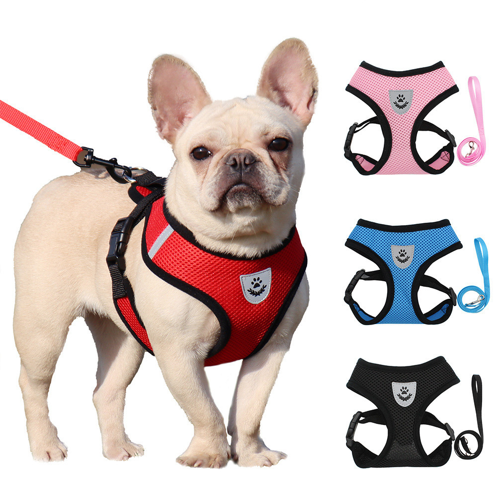 Summer Breathable Mesh Dog Chest Strap Puppy Chest Back Reflective Pet Traction Rope Vest Pet Supplies