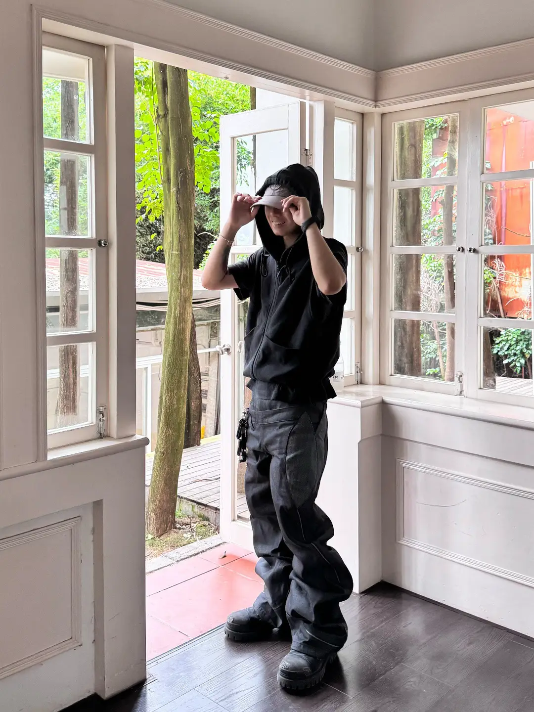 2025 American High Street Style Raw Cowhide Double-Waist Scimitar Wide-Leg Pants Heavy Denim Jeans Trendy Personality