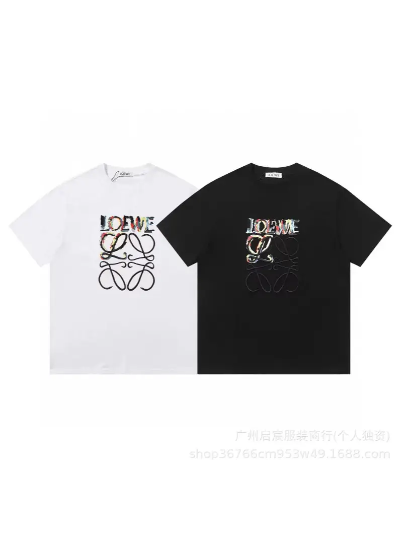 Cross-border Foreign Trade Luojia Embroidered Logo Classic high quality Loose Cotton T-shirt Casual Short-sleeved Men's and Women's Couples