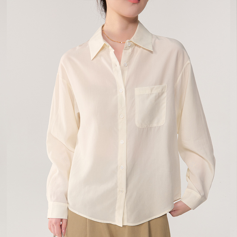 Spring New Style Casual Design Lyocell Tencel Shirt Single-Breasted Cardigan Long-Sleeved Shirt Jacket for Women