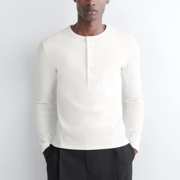 C * S Men's Slim Fit Cotton Blended Long Sleeve Henley Neck T-shirt Spring 2026 New Product 13331500001
