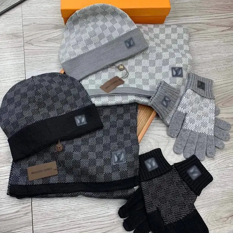L Fall/Winter Classic Wool Scarf Hat Gloves -X