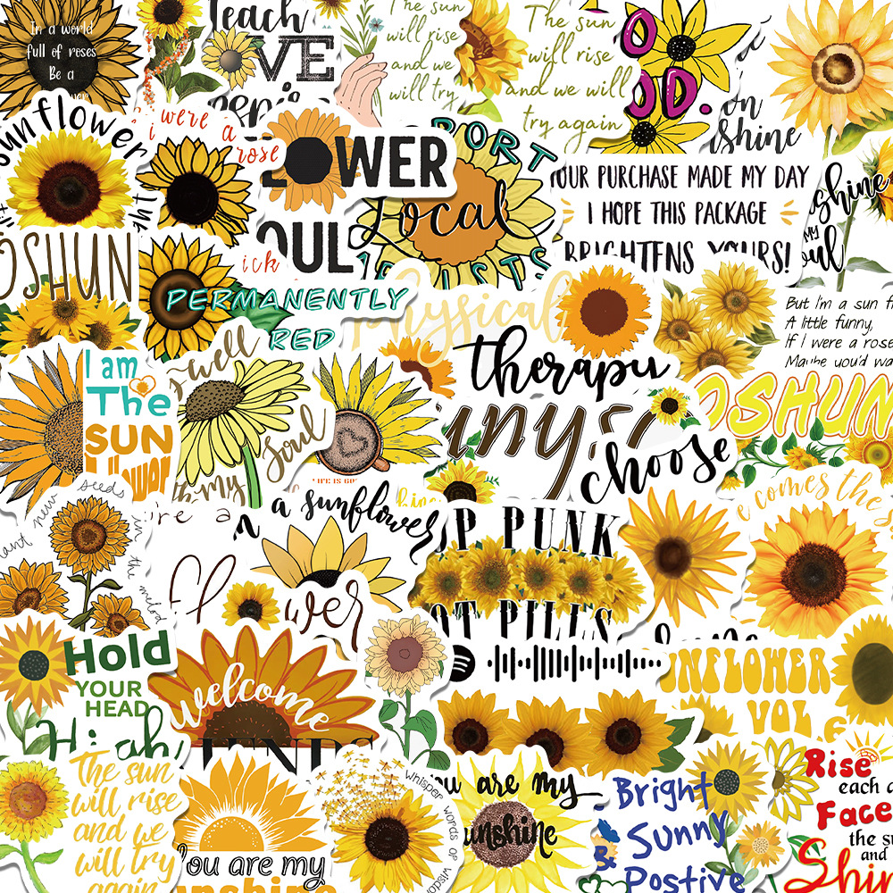 50 Sunflower Sunflower Graffiti Stickers Notebook Water Cup Luggage Guitar Skateboard Decorative Stickers