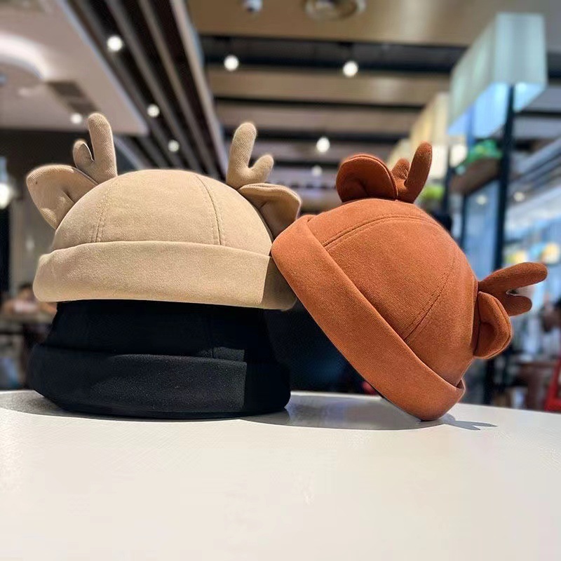 Spring and Autumn All-match Casual Cute Antler Ear Melon Hat Children's Japanese Unique Sweet Cool Yuppie Hat Floor Hat