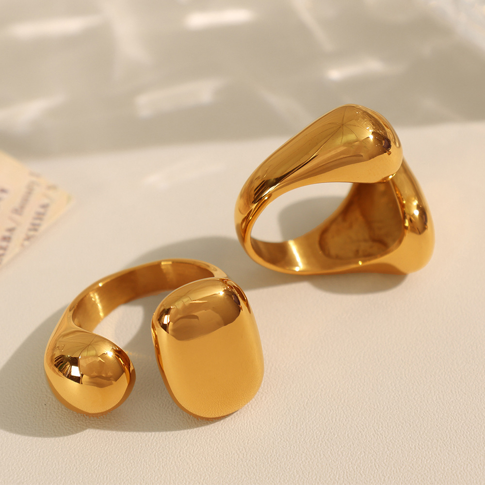 European and American fashion simple Joker gold ring girls creative new open stainless steel ring in stock wholesale