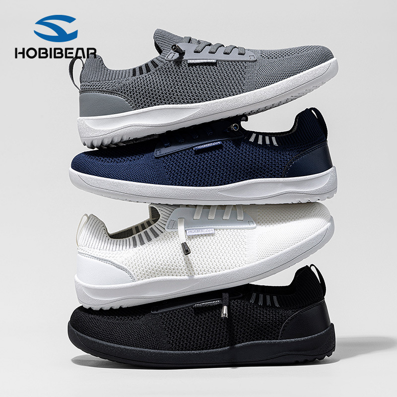 Hobibear Wide-Toe Shoes for Men, Spring and Autumn Casual Sports Shoes, Breathable Fabric Upper Walking Shoes, Direct Sales from the Manufacturer