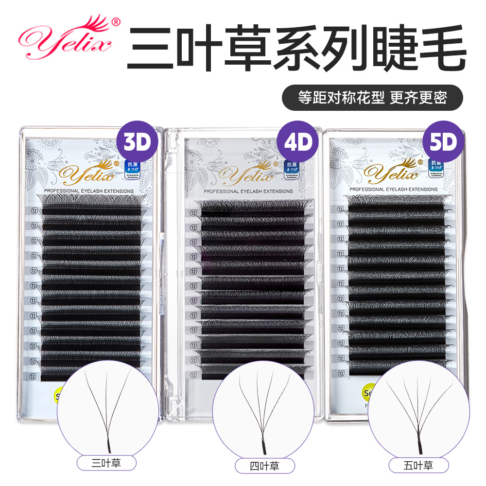 European and American Cross-Border L-Shaped Flowering Eyelashes 3D Cross-Dense Shamrock Natural Large-Capacity Dense Grafting False Eyelashes