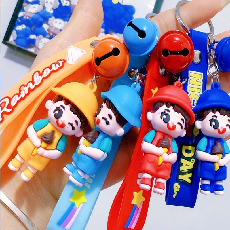 Cartoon Glue Doll Keychain Pendant Male Creative Couple Car School Bag Key Chain Pendant Small Gift Ready Stock