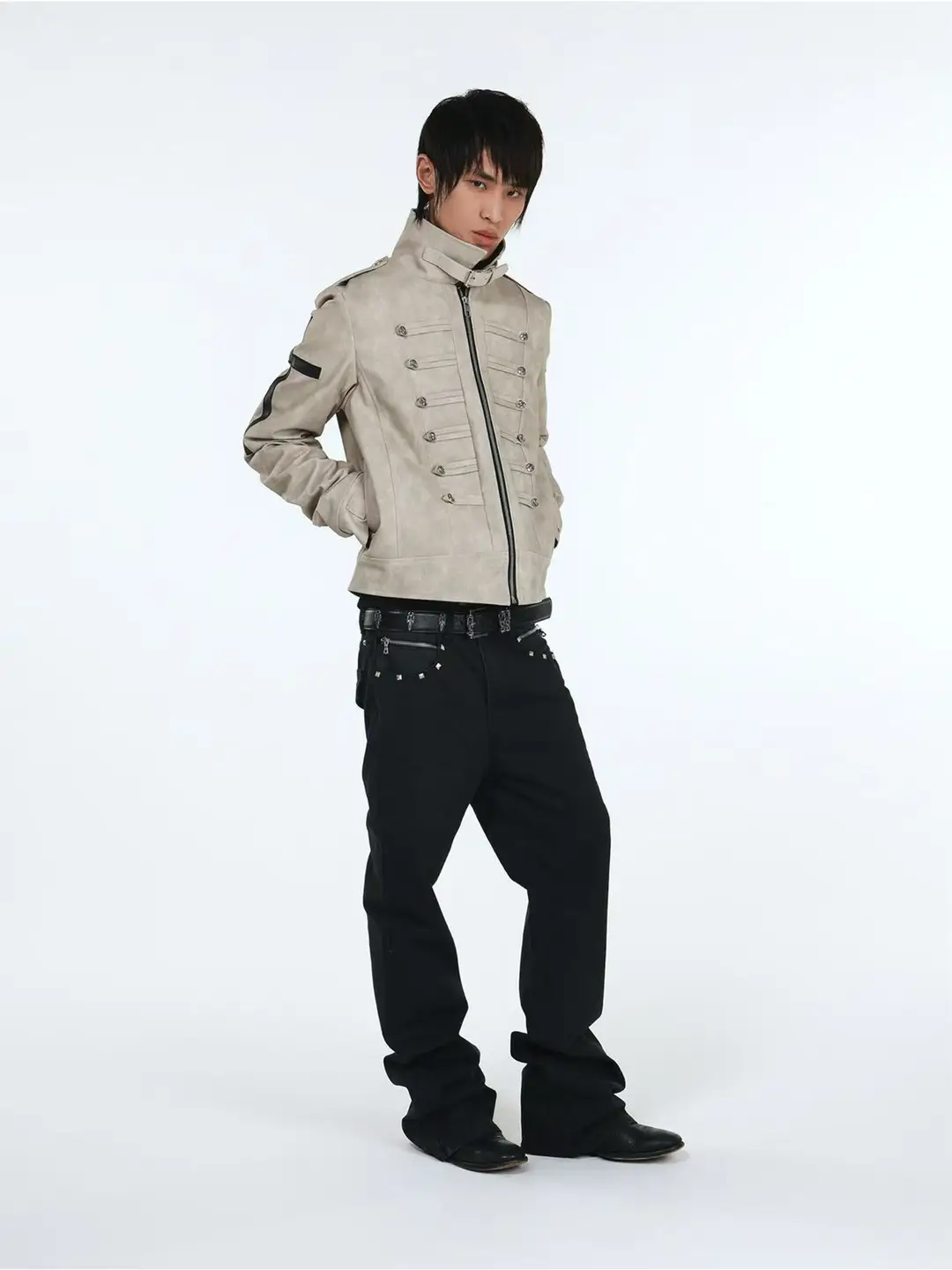 Detw26Ss* "Snake Print Faded Wash" Black Denim Jeans