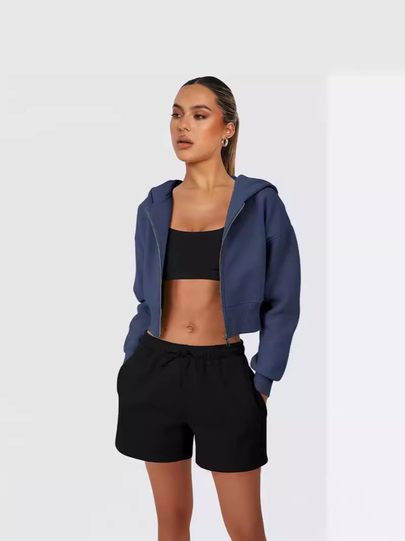 Cross-border New Y2K European and American Style Scratch Hair Zipper Hooded Sweatshirt Amazon Long Sleeve Casual Jacket Women's Top
