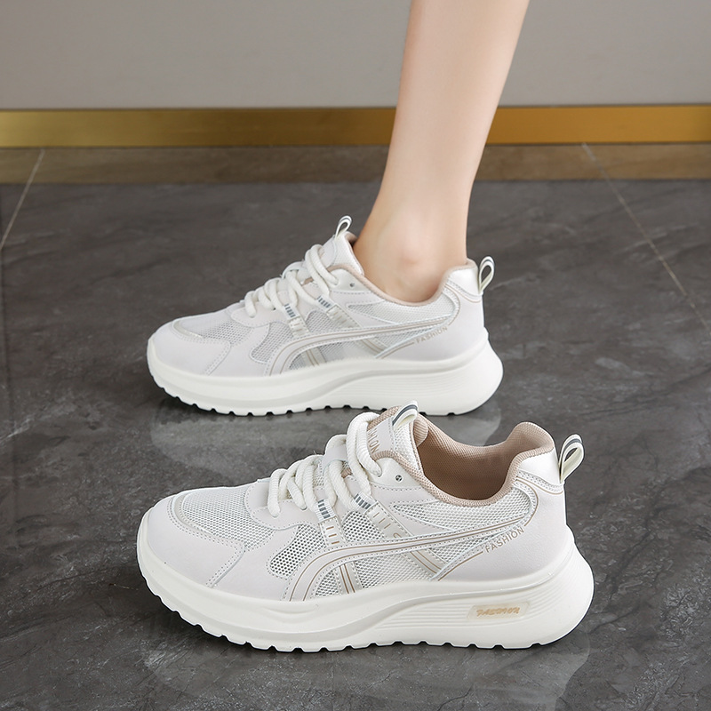 Women's Shoes Summer Single Mesh Breathable Sports Shoes 2025 New Soft-Soled White Shoes Shock-Absorbing Lightweight Forrest Gump Running Shoes