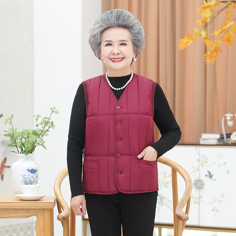 Middle-aged and elderly women's clothing old lady down cotton vest grandma autumn and winter inner vest mother warm vest