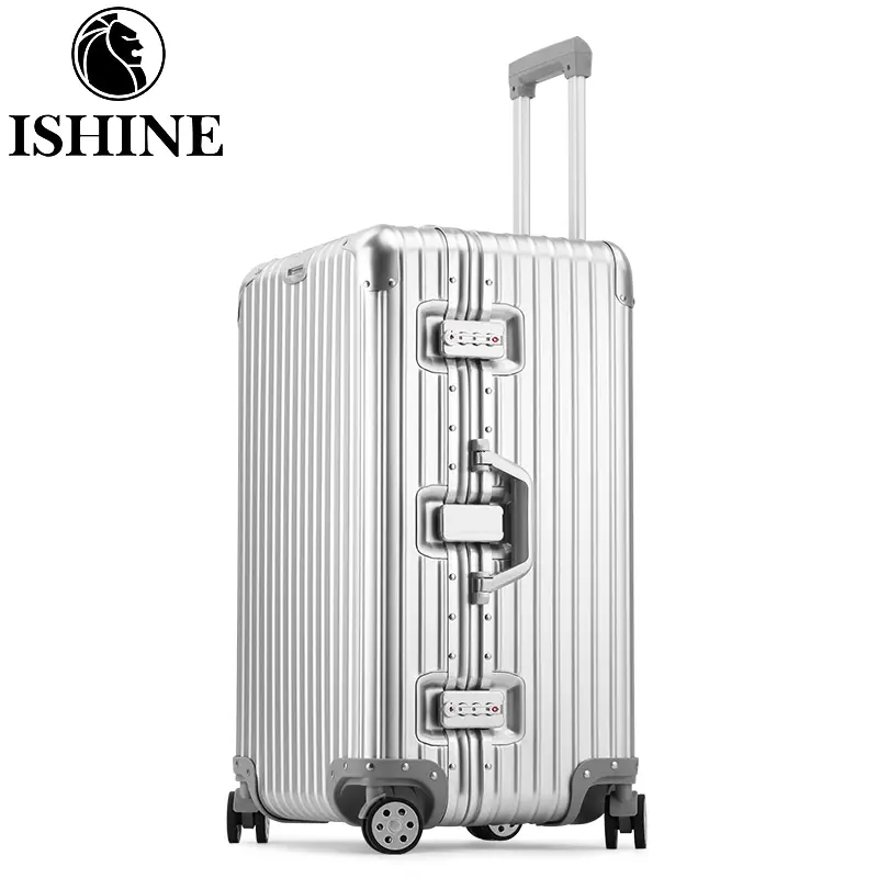 Ishine All-Aluminum Magnesium Alloy Suitcase Men's 30inch Trolley Case Universal Wheel Women's 32 Extra Large Capacity Travel Suitcase