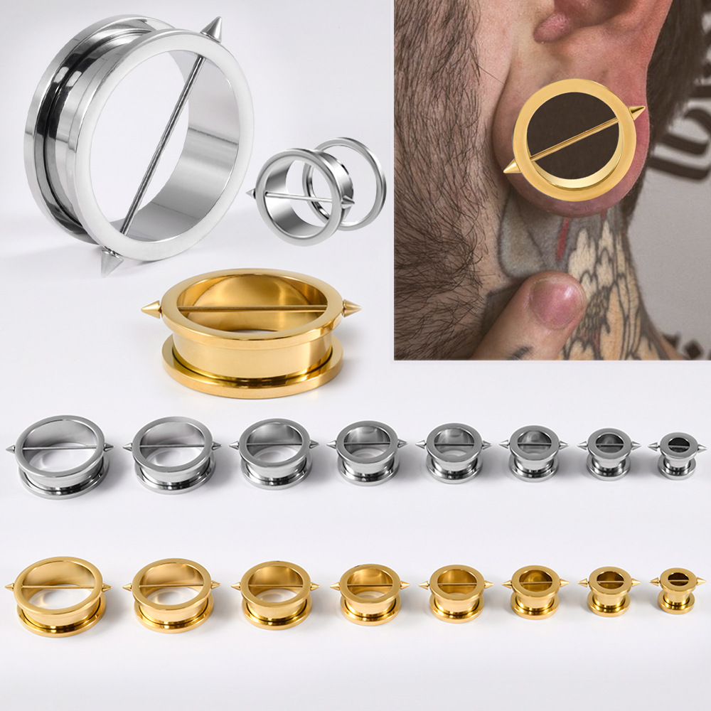Cross-Border Stainless Steel Pulley Ear Cuffs, Simple Electroplated Straight Rod Pointed Cone Style External Thread Piercing Ear Jewelry 8-25mm