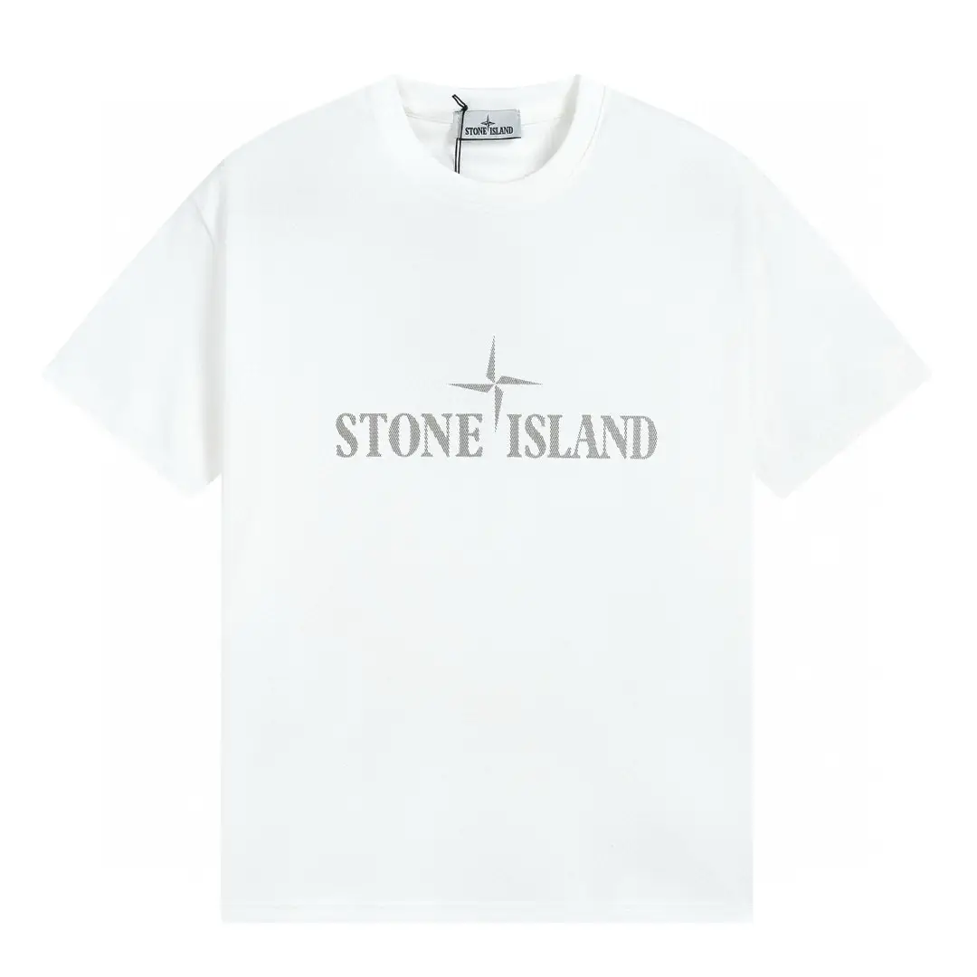 Stone Fashion Brand Short-sleeved Four-way Island Printed T-shirt Summer Men's and Women's Casual All-match Pure Cotton Loose Round Neck