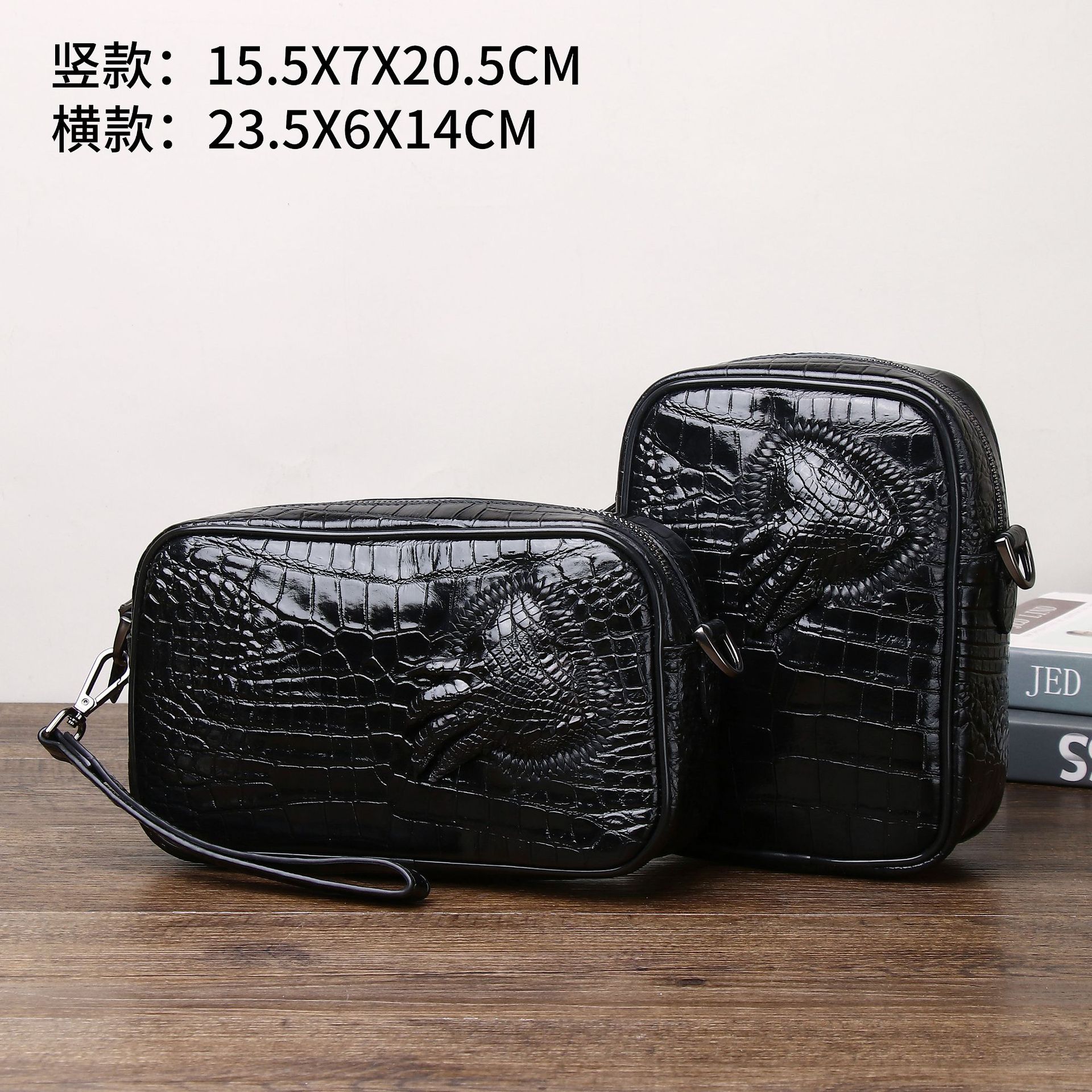 New Men's crocodile belly pattern small shoulder bag crocodile claw small shoulder bag fashion casual men's bag outdoor mobile phone bag wholesale