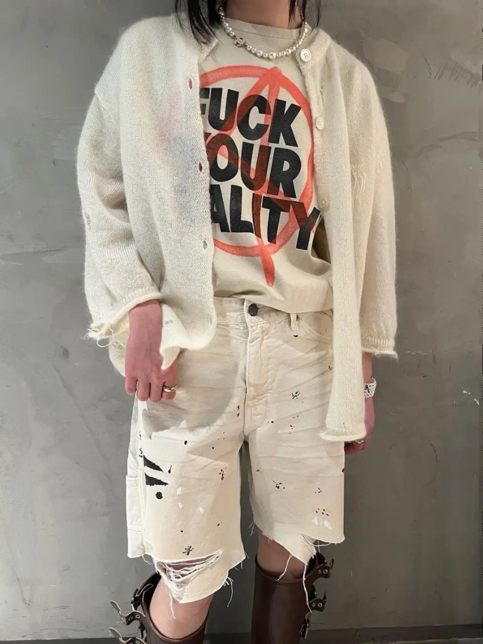 Gallerydept New Arrival Knife Cutting Splash Ink Mud Dyeing Do the Old Cowboy Shorts Flea Carpenter Shorts