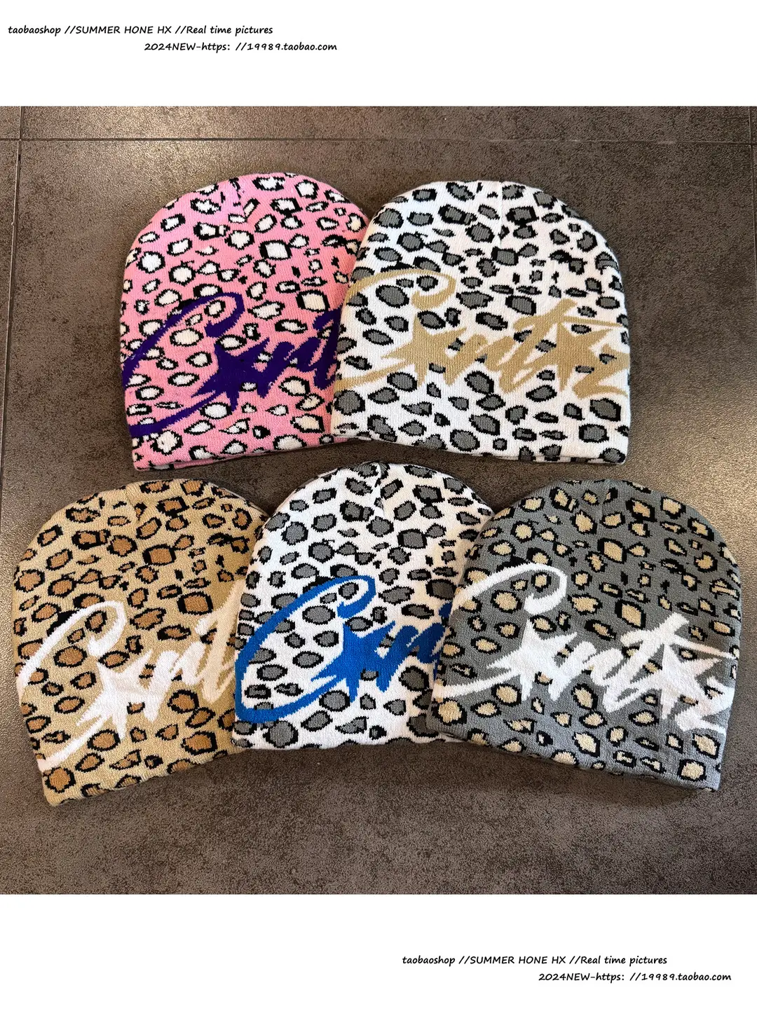 American-Style Leopard Print Jacquard Letter Knit Hat for Couples, New Autumn and Winter Street Style, Personalized Hip-Hop Warm Knitted Hat for Women