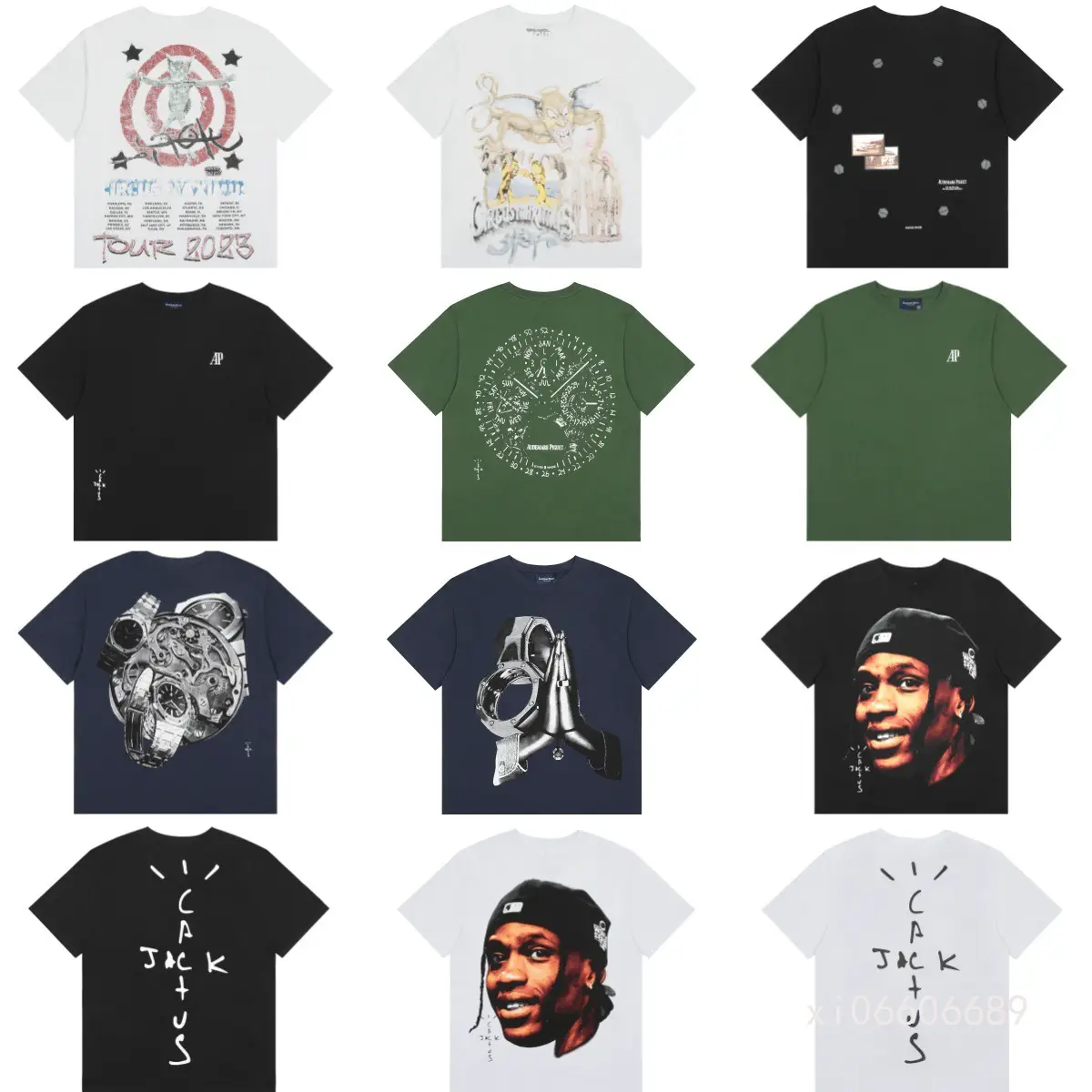 Travis Scott Summer American Retro Print Men's and Women's Trendyy Loose Casual Short-Sleeved T-Shirt