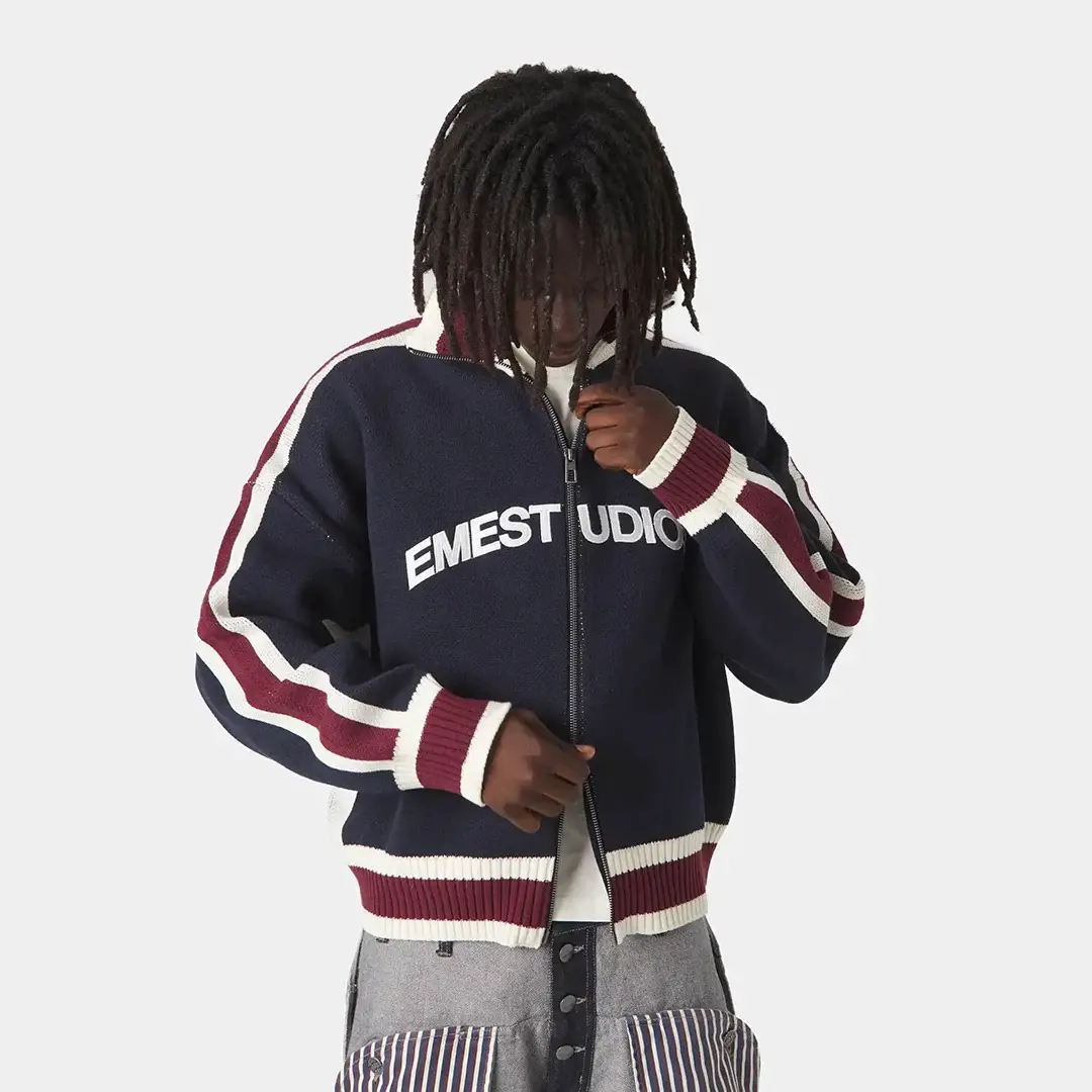 2025 Street Retro Knitted Principal Design Sweater for Men and Women Loose Autumn and Winter Cardigan Casual Jacket