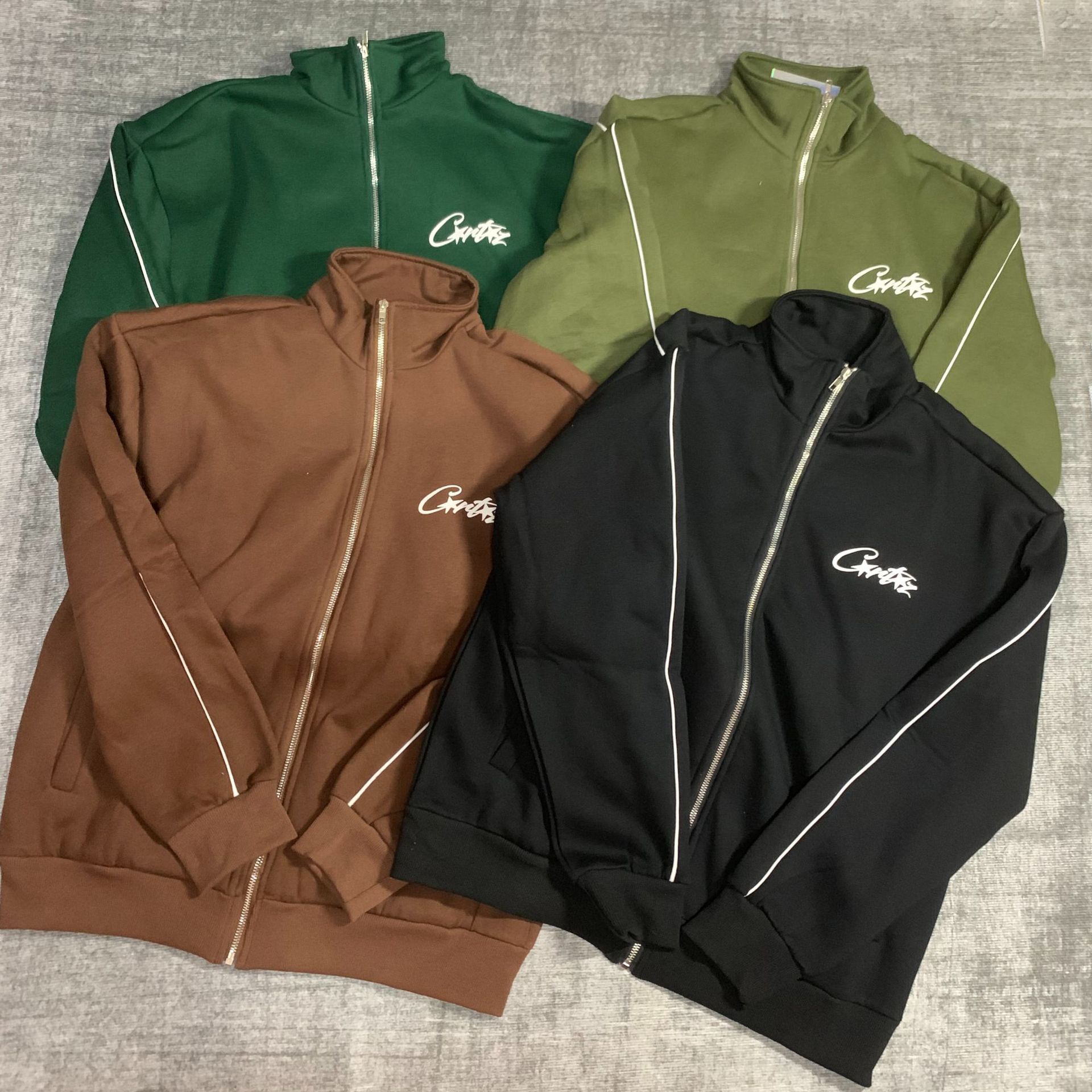 Corteiz 2024 New Basic Printed Stand-Collar Sports Casual Fleece-Lined Zip-Up Jacket Niche Trendy Brand Set