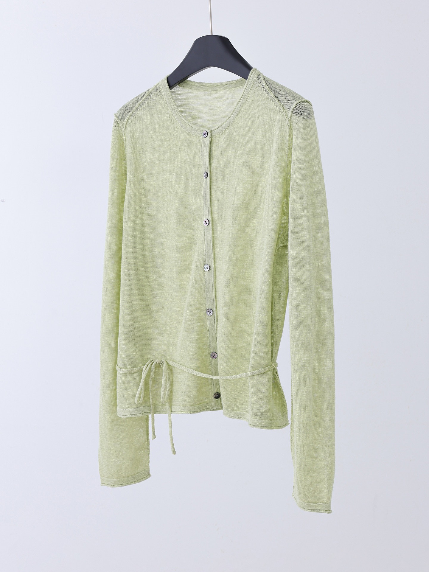 Simple and Elegant Beauty: New Spring/Summer Tencel Linen Knit Cardigan for Women, Stylish Round Neck Long-Sleeve Sun Protection Top