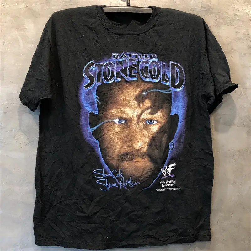Stone Cold Steve Austin portrait WWF wrestler high street vintage short sleeved T-shirt for men