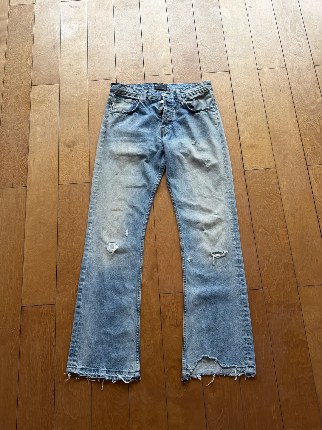 Erd Melancholic Rich Second Generation 23Ss Blue Burnt Og Style Flared Distressed Washed Jeans