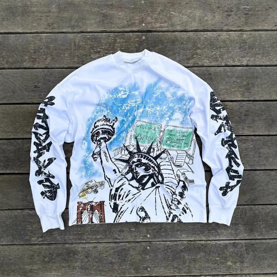 Cross Border Cotton Long Sleeve Top Loose Statue of Liberty Tide Street Youth Style