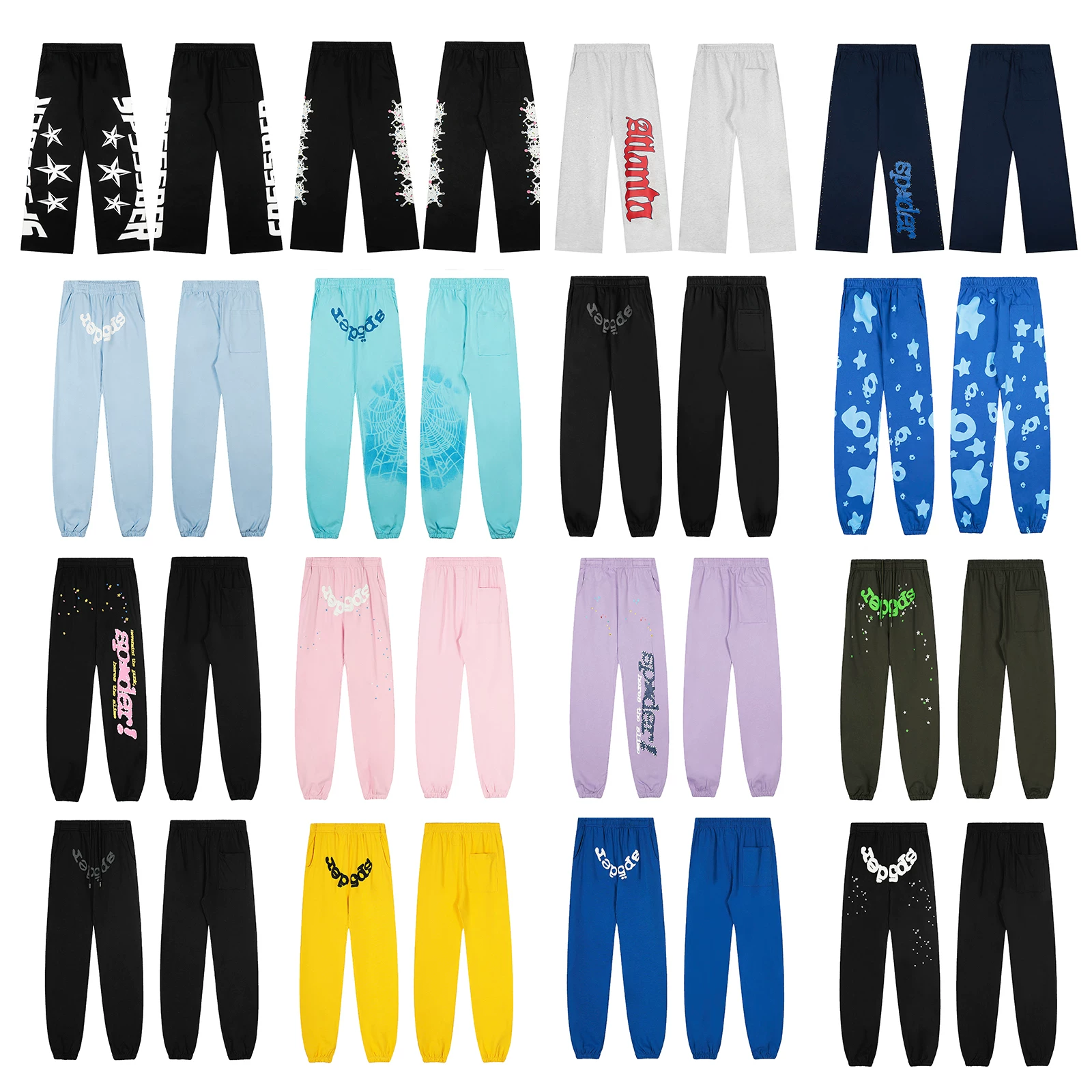 American fashion brand Sp5der pants for men, 555555 casual ankle pants, autumn and winter high street pants, women's spider web