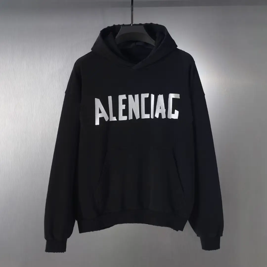 High version B family autumn and winter new tape printed letters sweater worn hoodie couples with loose Joker