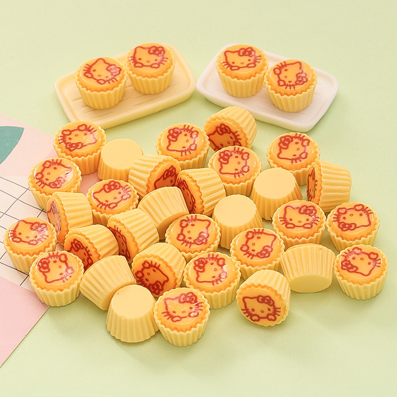 Simulation Food Toy Cartoon Cat Honey Cupcake DIY Handmade Toys Resin Ornaments Stereo Miniature