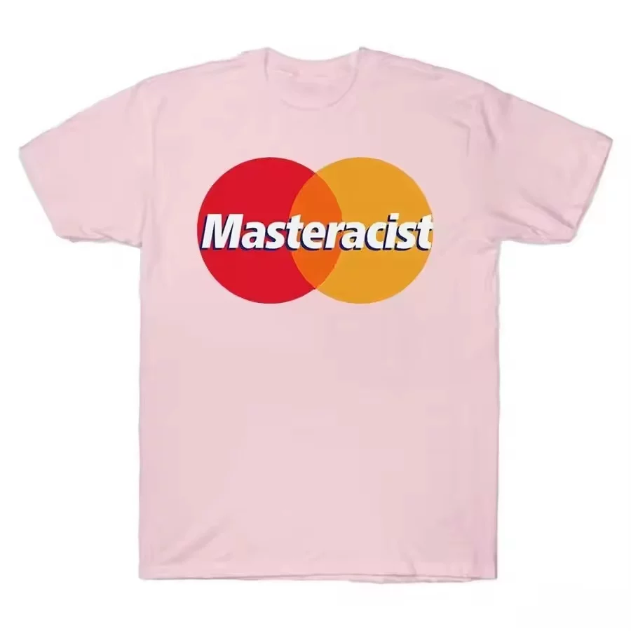 Masteracist Spoof Logo Funny Creative Design Short-Sleeved T-Shirt Pure Cotton Loose Letter Clothing
