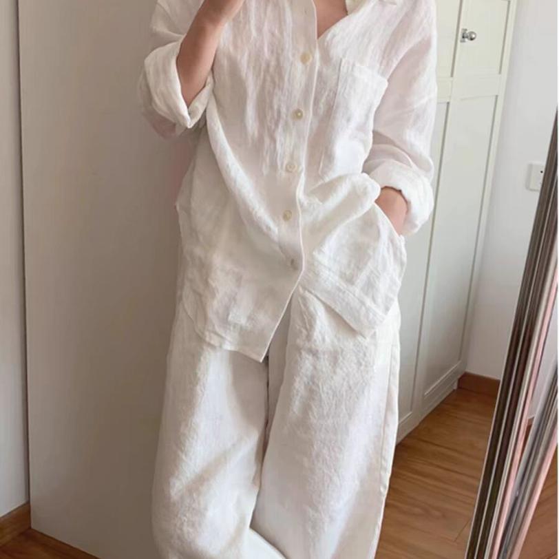 French Old Money Style Linen White Shirt for Men, Skin-Friendly, Breathable, Loose-Fitting, Long-Sleeved Sun Protection Shirt, Linen Work Shirt Jacket
