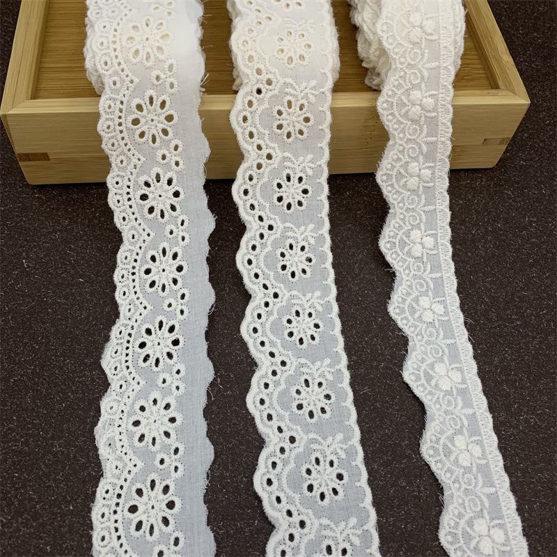New Cut Out Cotton Beige Embroider Lace Children's Clothing Women's Clothing Cuffs Lace Accessories Width 3.5cm