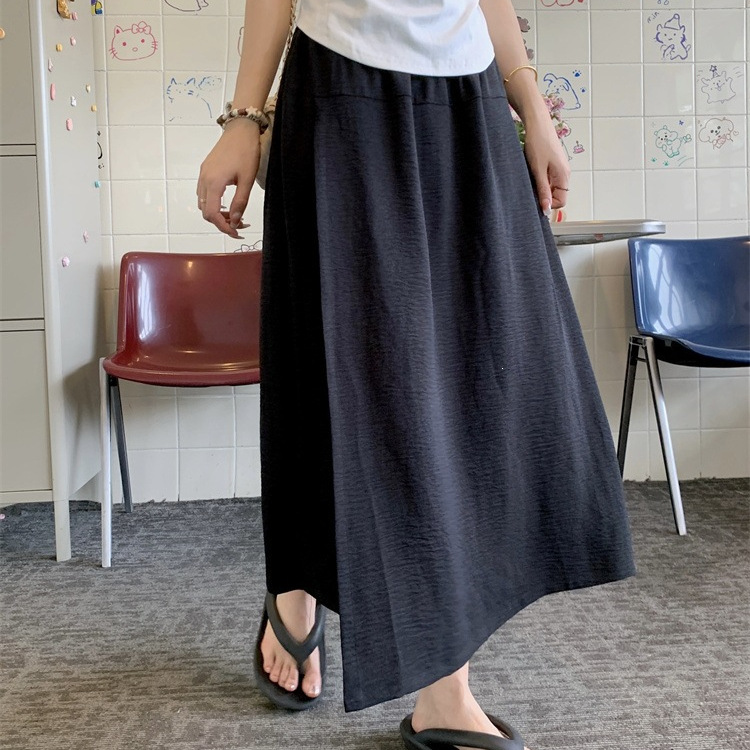 Spring and Summer New Thin Women's Sun-Protective Skirt Pants, High-Waisted with Slits, Lazy Style, Flattering for Wide Hips and Thick Thighs, Eight/Nine-Tenths Length Skirt Pants