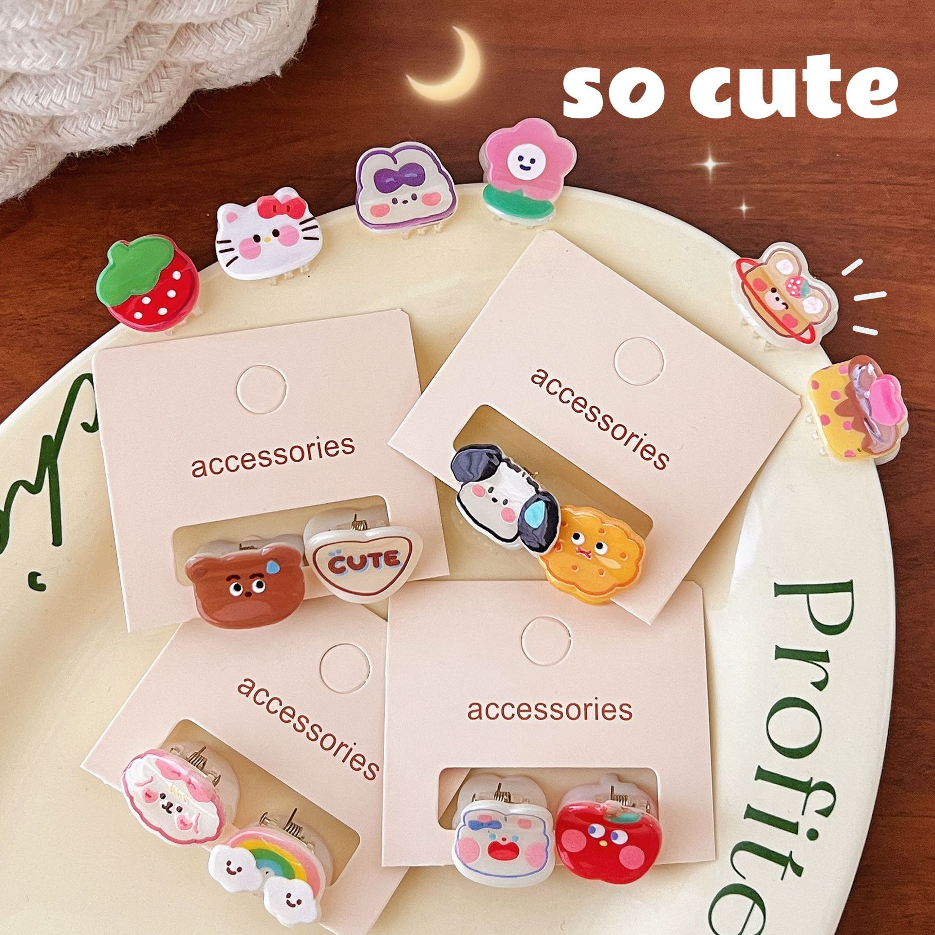 Japanese and Korean New Cute Cartoon Mini Clamp Acrylic Bangs Sweet Hair Accessories Simple Broken Hair Clip