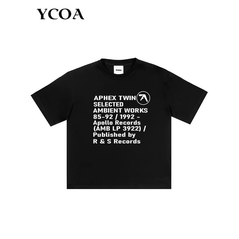 Cross-Border European Size Pure Cotton T-Shirt Men's Clothing Aphex Twin Cotton Pattern Loose Korean Style Fashion Sports Style