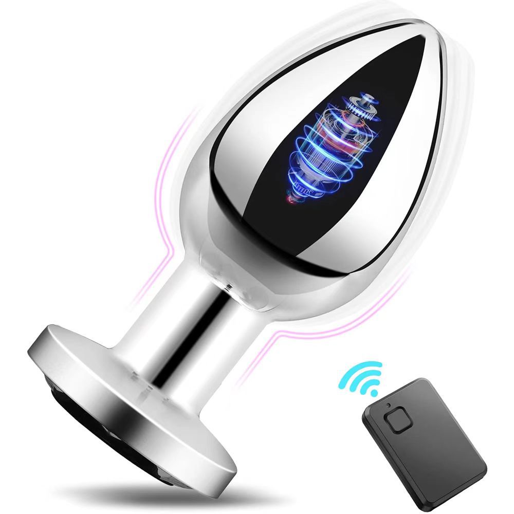 Point remote control metal anal plug 10 frequency vibration wireless remote control magnetic charging men's and women's back room sex toys wholesale