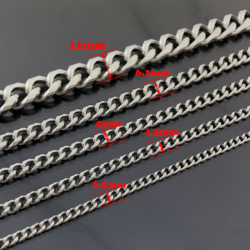 Stainless steel single round grinding chain hip hop trend necklace chain DIY chain wholesale multi-size optional